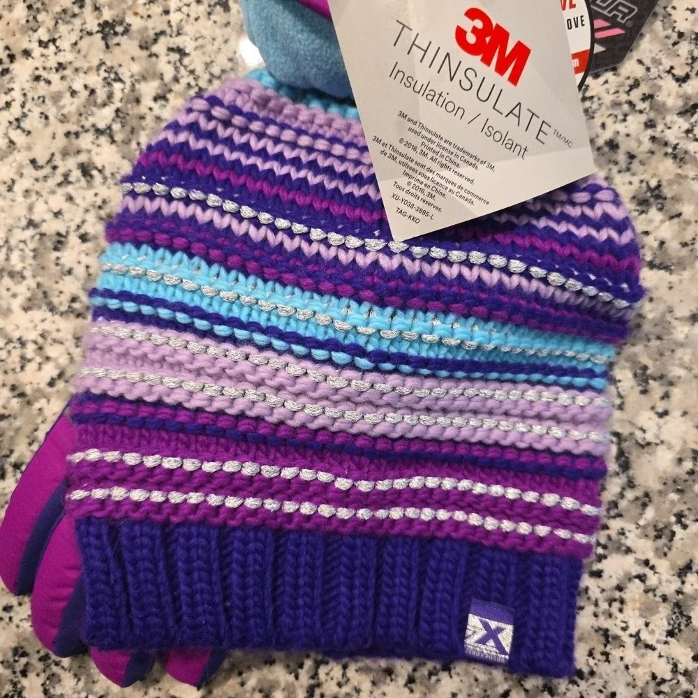 NEW ZeroXposur Purple Youth‎ Girl Hat/Glove Set SIZE S/M